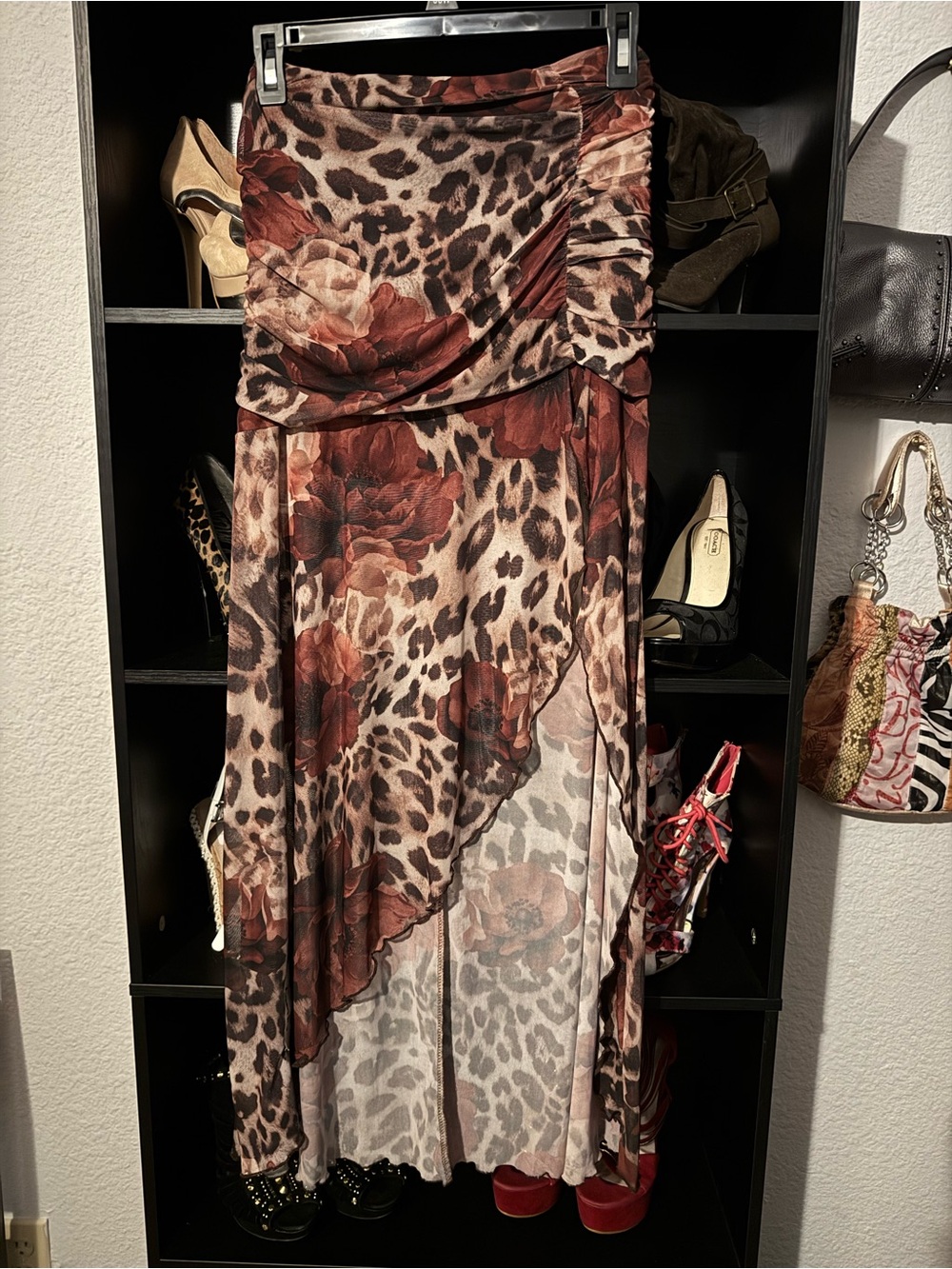 Windsor Floral & Leopard High-Low tube top- Brown/Red